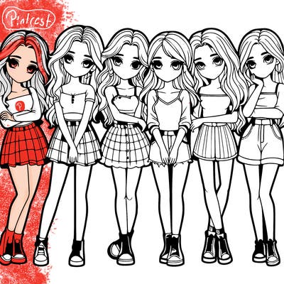 a group of girls realistic