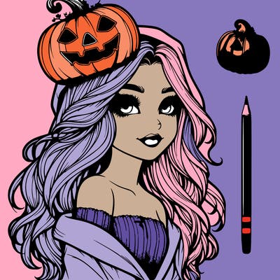 realistic  girl with  a halloween themed look
