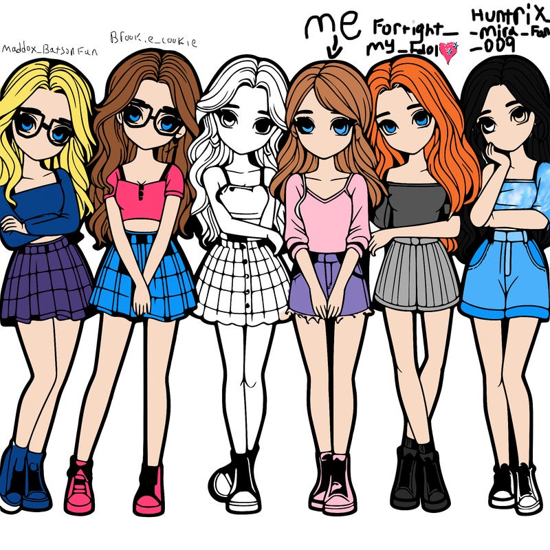 a group of girls realistic