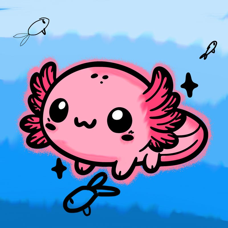 cute easy baby axolotl