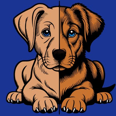 realistic dog split picture