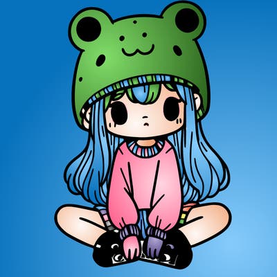 a girl wearing a frog hat and some frog socks