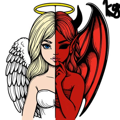 realistic angel half demon