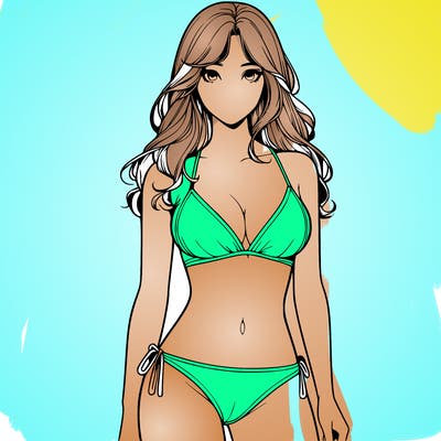 realistic girl with a revealing swimsuit