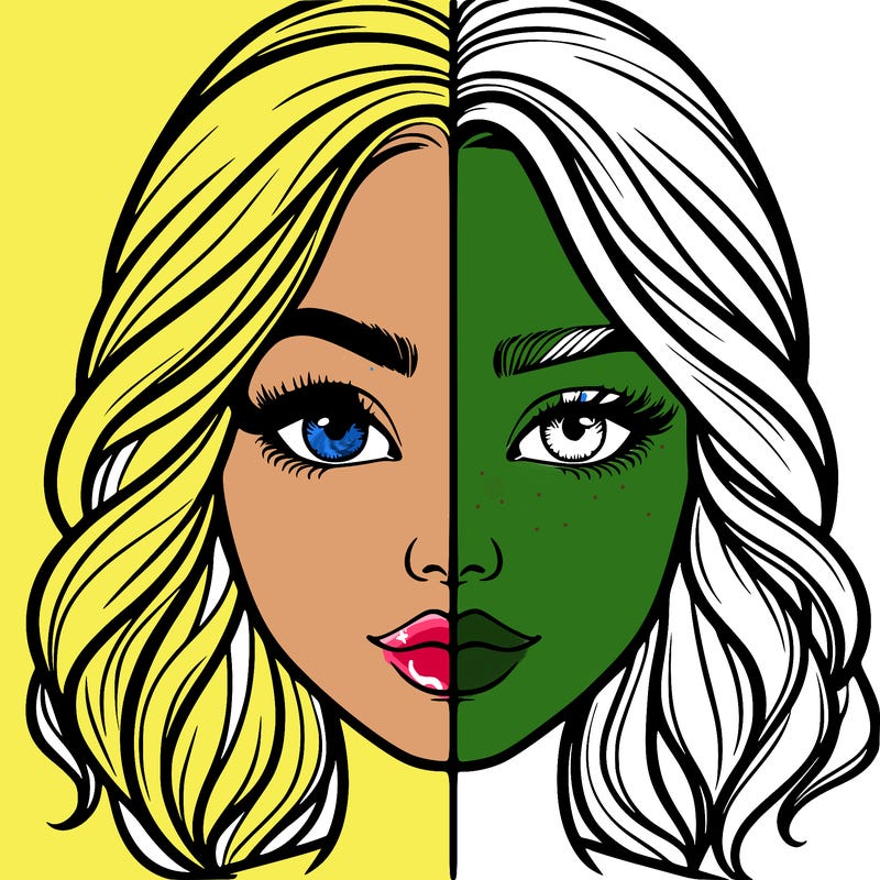 realistic girl split half