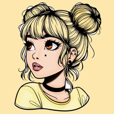realistic girl with spacebuns