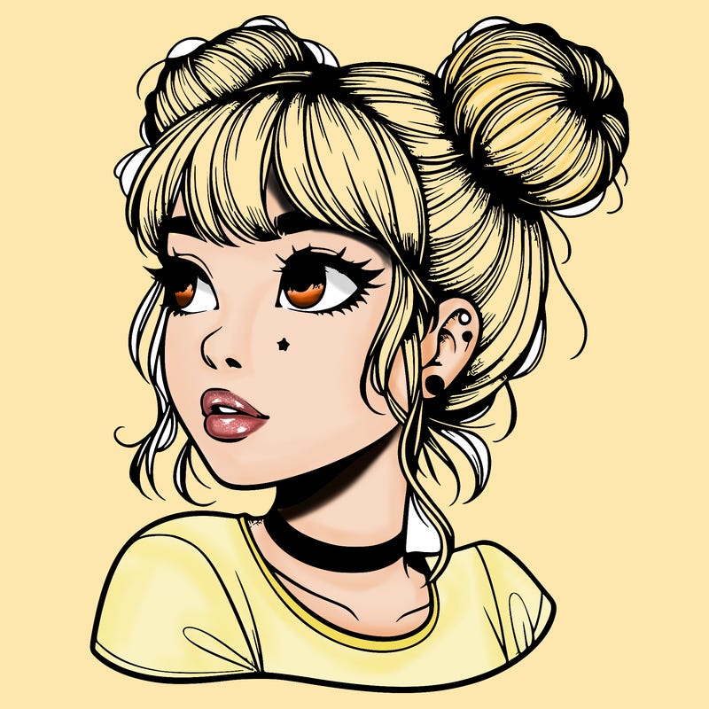realistic girl with spacebuns