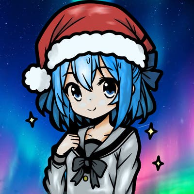 anime girl wearing a santa hat
