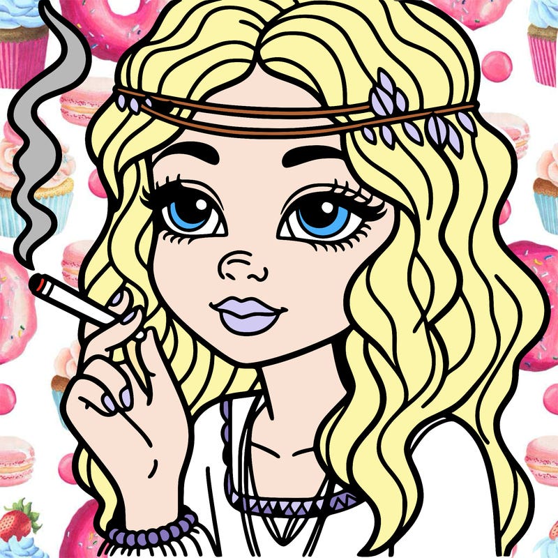 smoking girl hippie