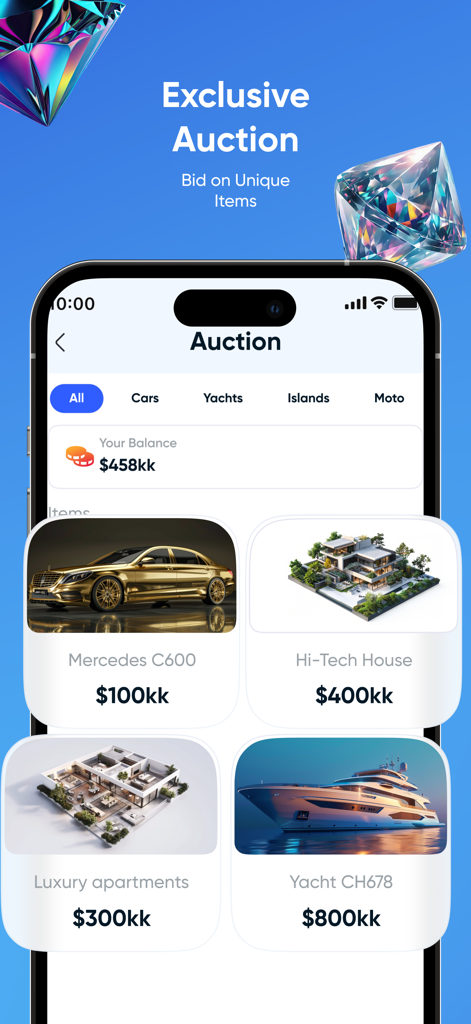 Gocrypto app exclusive auction for luxury virtual items
