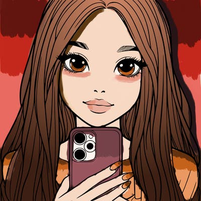 realistic girl with a phone