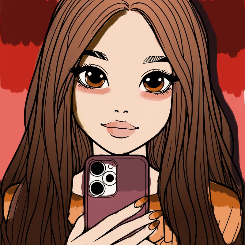 realistic girl with a phone