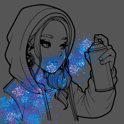 a realistic girl, spray painting