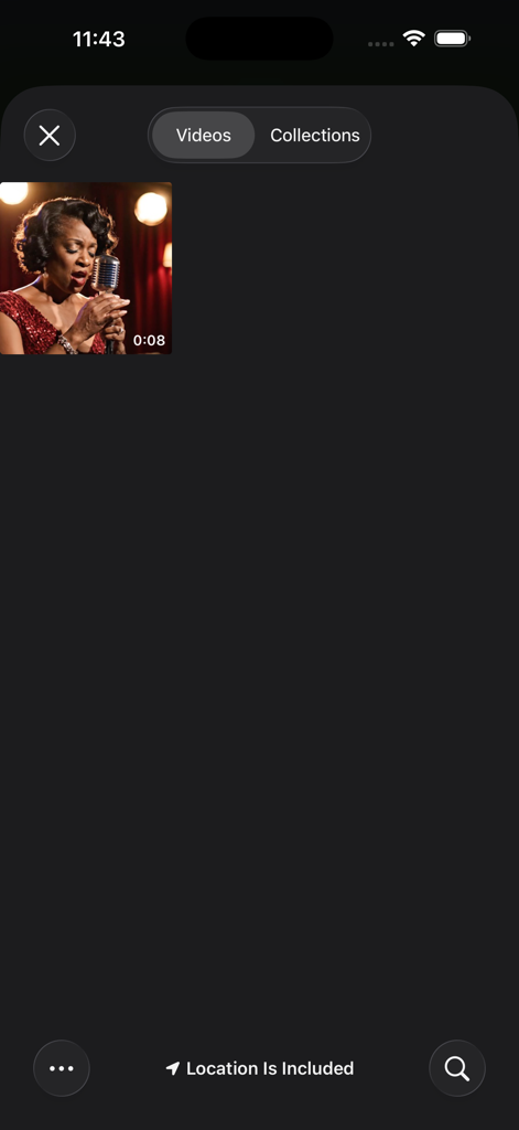 VocalTune 앱 인터페이스. 노래 공연 썸네일이 포함된 동영상 선택 화면 표시