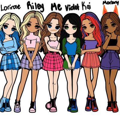 a group of girls realistic