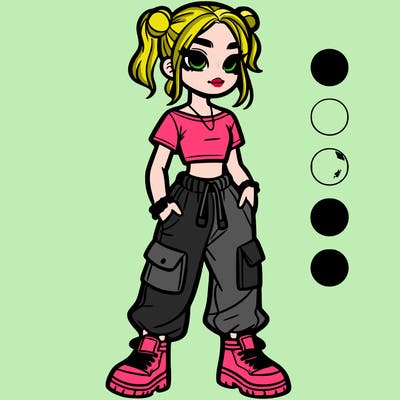 girl with baggy cargos and a crop top