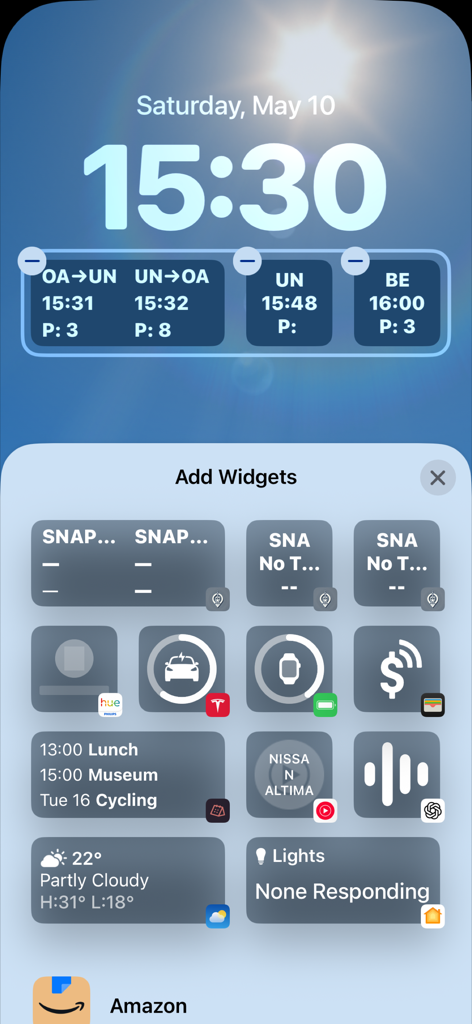 OntarioTransit Departure Times - Real-time GO train departure and platform widgets on an iPhone Lock Screen