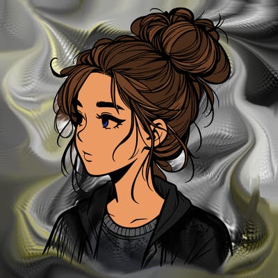 realistic teenage girl with a messy bun