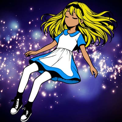 realistic girl floating