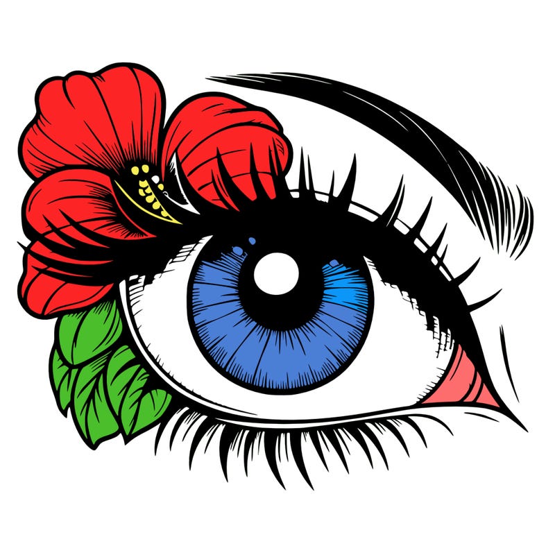 realistic eye with flower