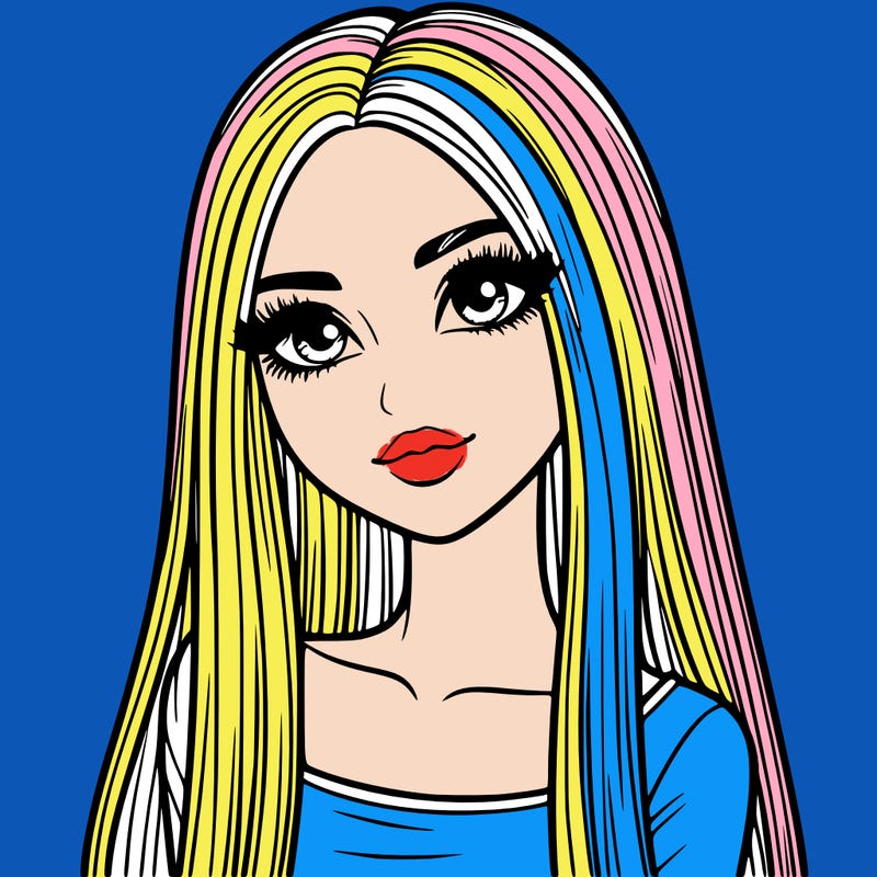 realistic girl with straight and long hair