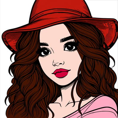 realistic girl with hat