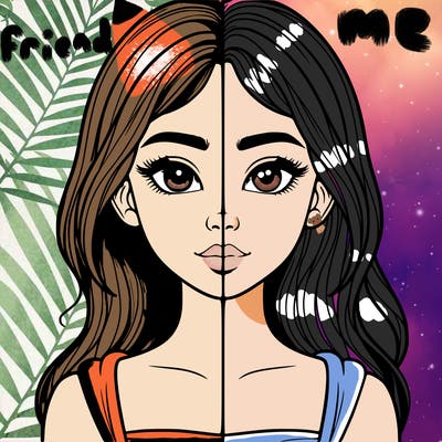 realistic girl, split