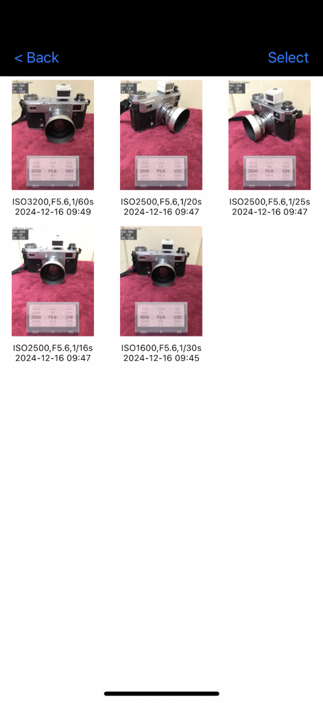 ISO 조리개 및 셔터 속도를 포함한 노출 설정이 있는 사진의 기록 로그