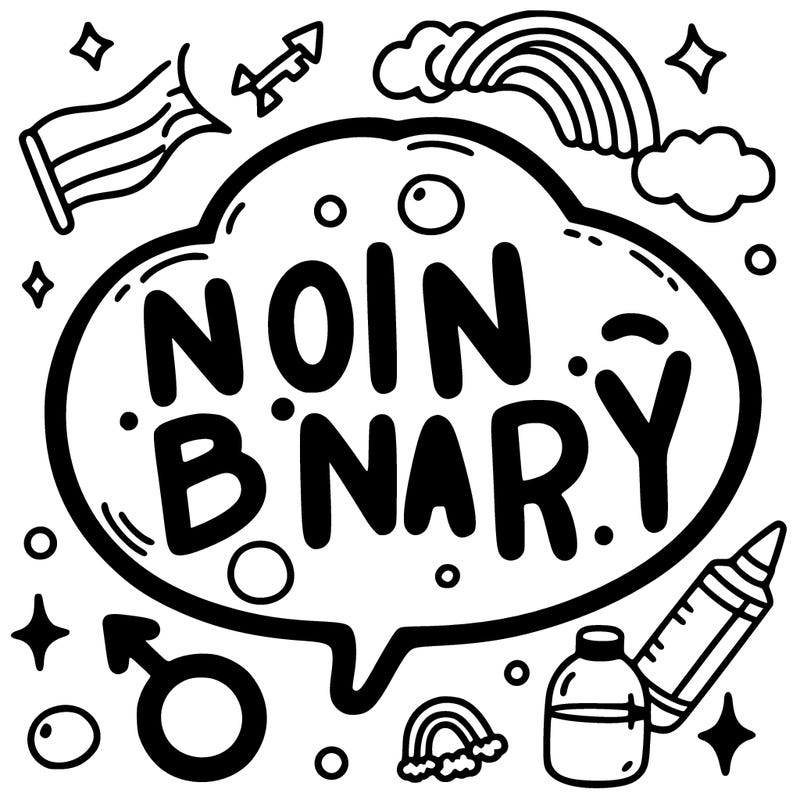 nonbinary in bubble letters