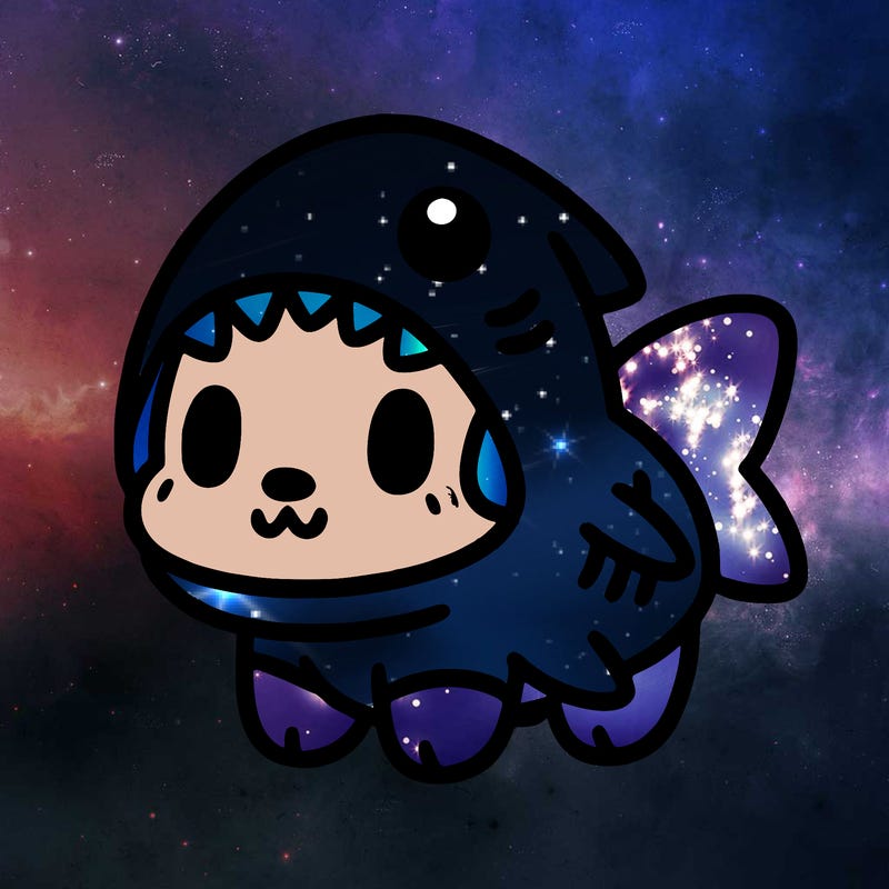 cute dog wearing a shark costume