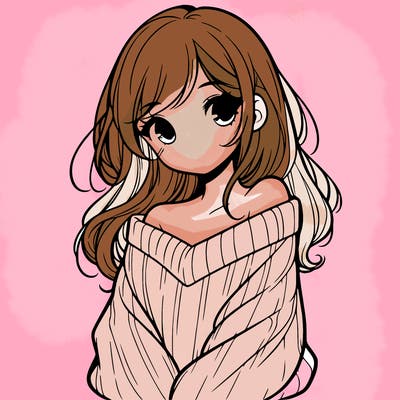 shy pretty girl wearing a sweater that is falling off one shoulder portrait