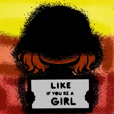 a cute girl holding a sign that says like if you’re a girl