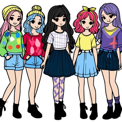 a group of five girls