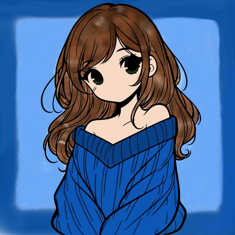 shy pretty girl wearing a sweater that is falling off one shoulder portrait