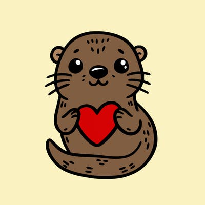 otter with a heart