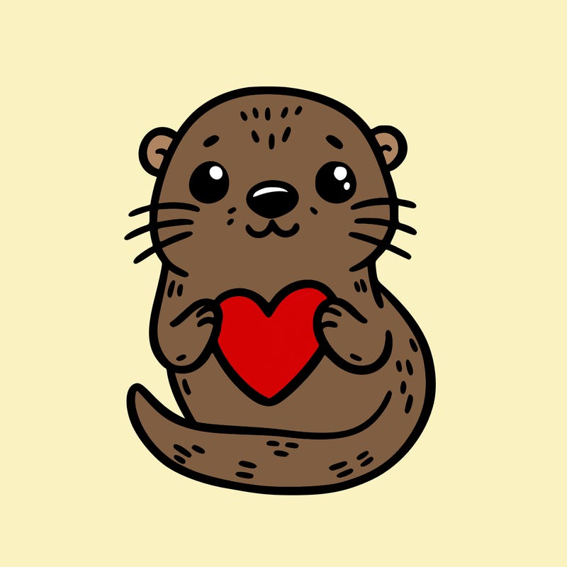 otter with a heart