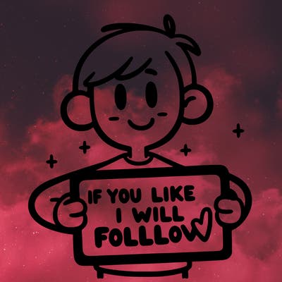 a person holding a sign that says if you like i will follow