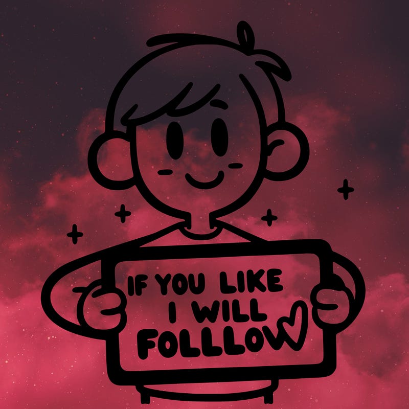 a person holding a sign that says if you like i will follow