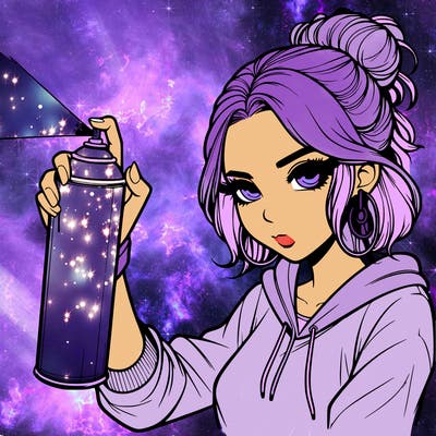 a realistic girl spray painting