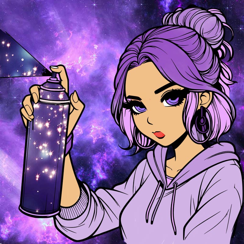 a realistic girl spray painting