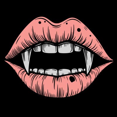 lips with vampire teeth