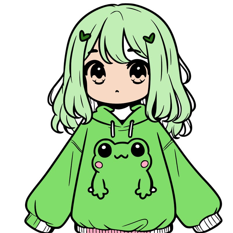 girl wearing frogging sweatshirt