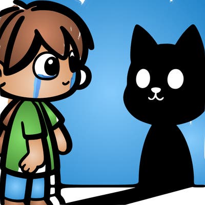 person with cat shadow