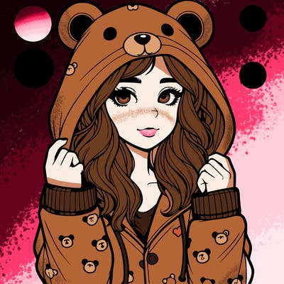 realistic girl in a animal pjs hoodie