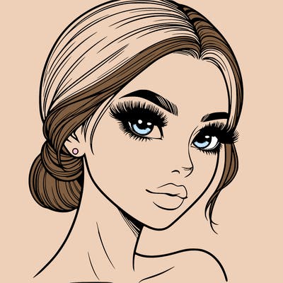 realistic girl with lashes