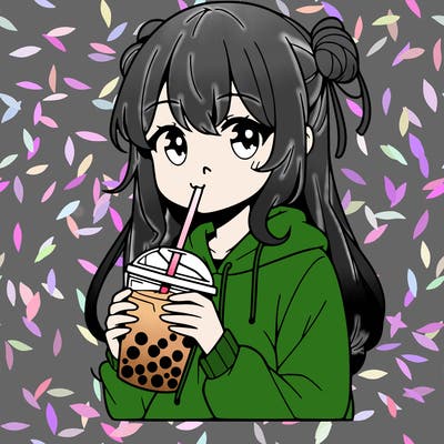 anime girl drinking boba tea