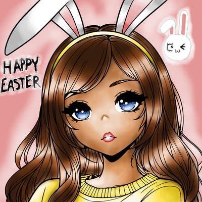 a realistic human girl with cute bunny ears