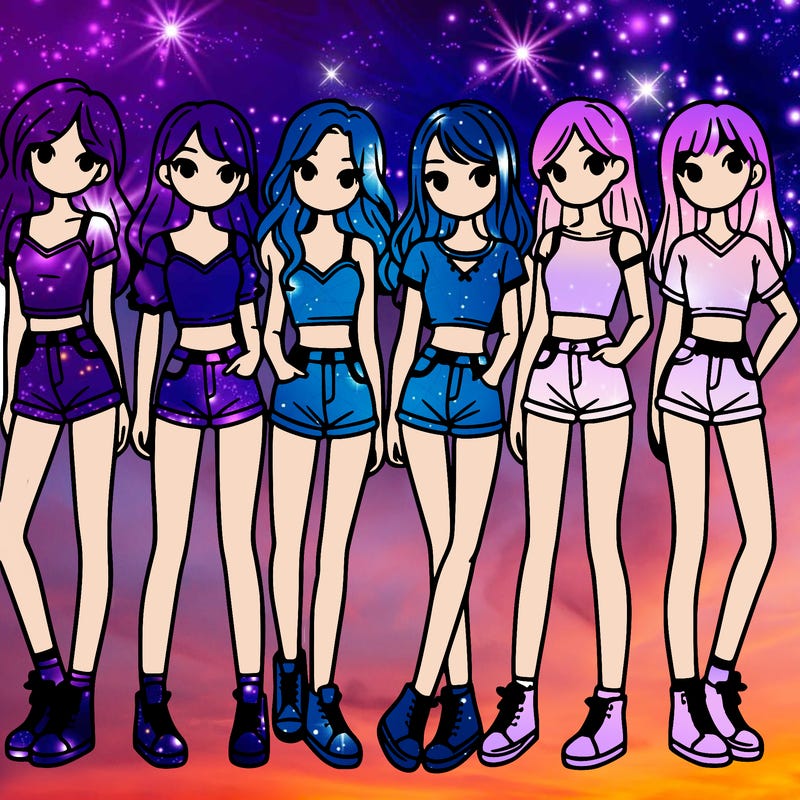 a group of girls wearing crop tops and shorts