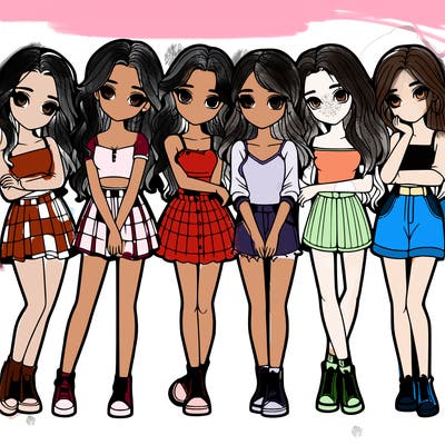 a group of girls realistic