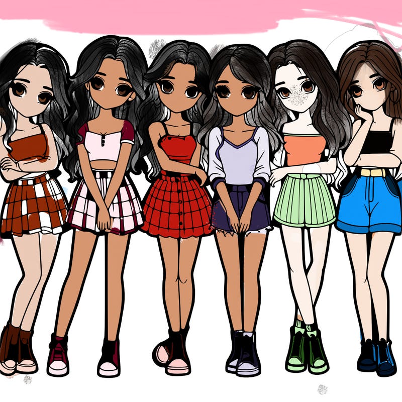 a group of girls realistic